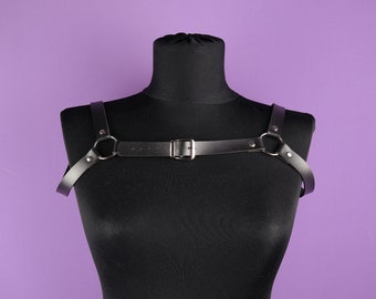 Unisex Leather Chest Harness: Adjustable Body Belt