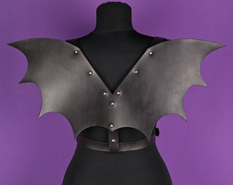 Bat Wings Harness - Leather Chest Harness - Halloween Costume - Waist Harness - Wing Harness - Harness with Wings - Dragon Wings - Gothic