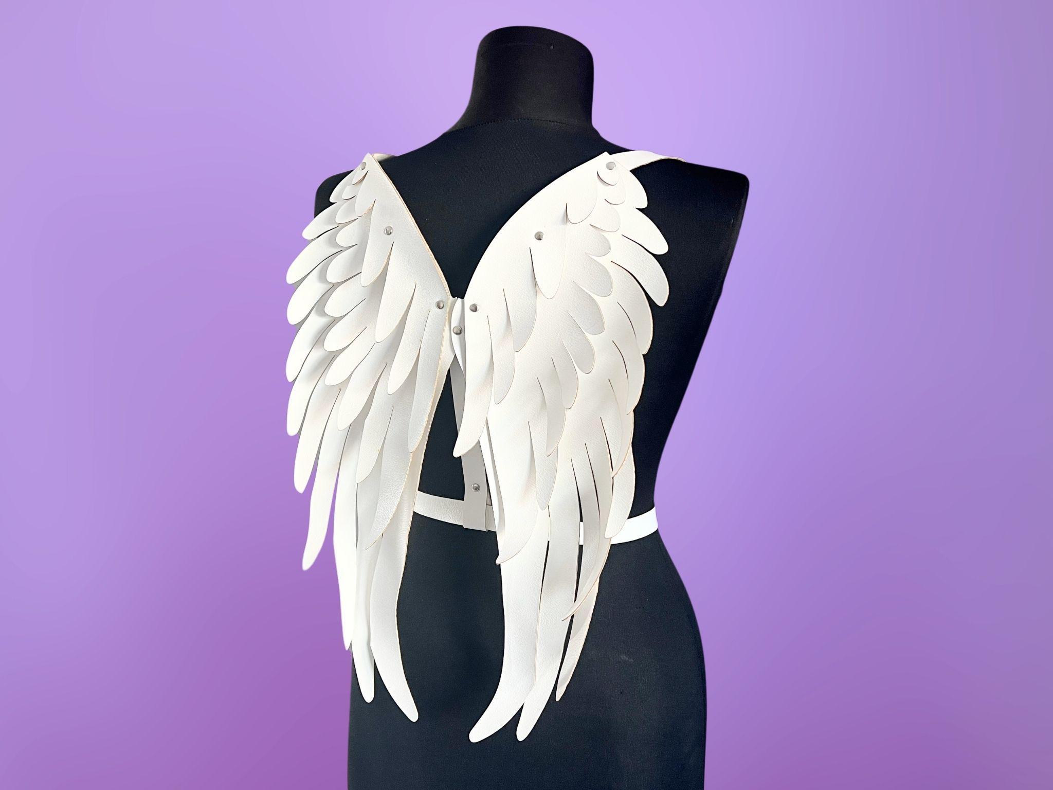 White Vegan Leather Angel Wings Harness: Festival Costume - Etsy