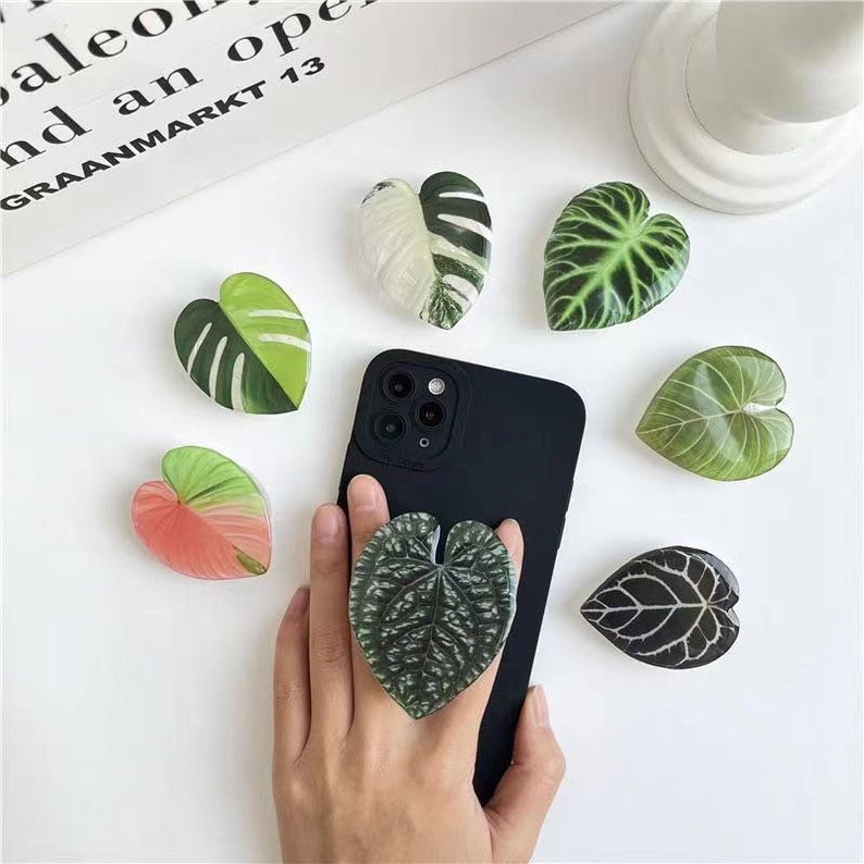 Fast shipping! Monstera Deliciosa Leaf Phone Holder- Tropical Foliage Griptok- Monstera Phone Stand- Plant Phone Grip- IPhone Accessories 