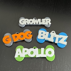 Kundenspezifisches 3D gedrucktes Hundeknochen-Namensschild für Fursuits etc.
