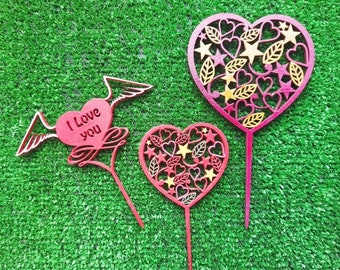 Laser Cut Valentine’s Day Cake Decorations Cake Topper- Laser cut digital file .svg .dxf .ai files