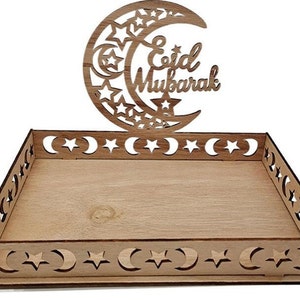 Laser cut digital file .svg .dxf files Eid Mubarak inscription Eid tray, Laser cut wooden tray, Trays with inscriptions for Muslims image 4