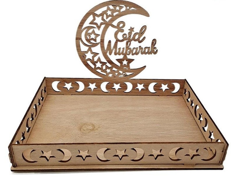 Laser cut digital file .svg .dxf files Eid Mubarak inscription Eid tray, Laser cut wooden tray, Trays with inscriptions for Muslims image 4