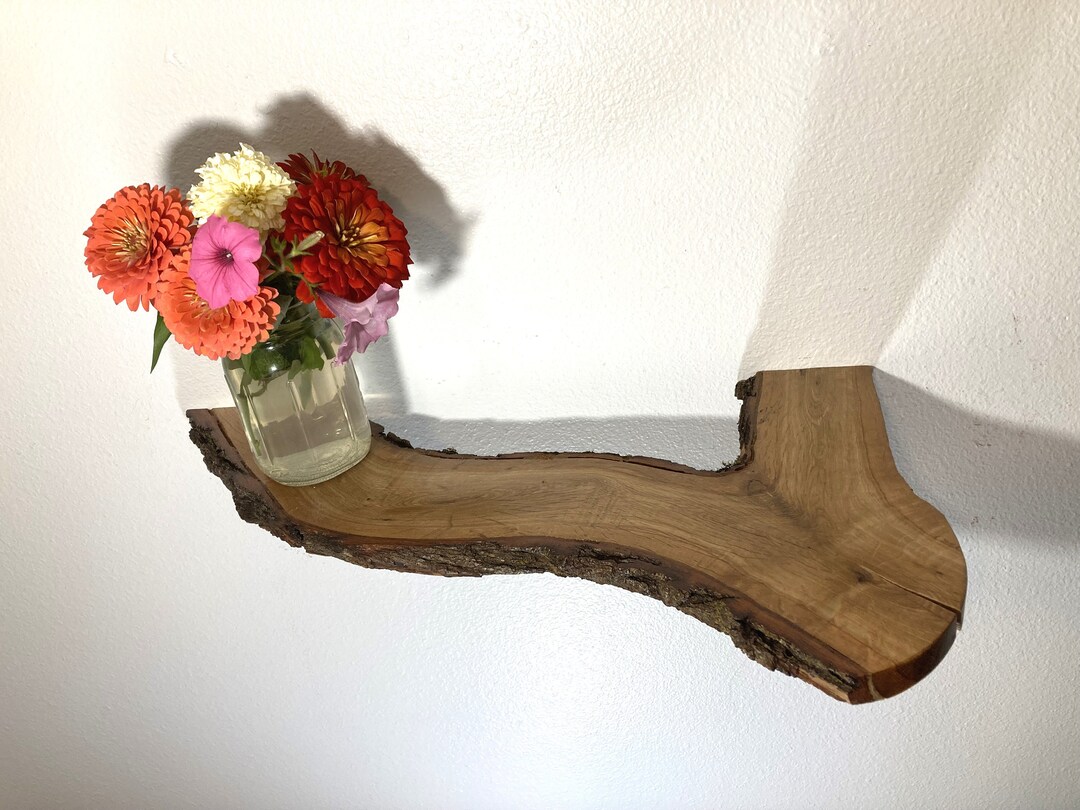 Live Edge Floating Shelf 22x5x12 Crooked Creek Swamp White Etsy