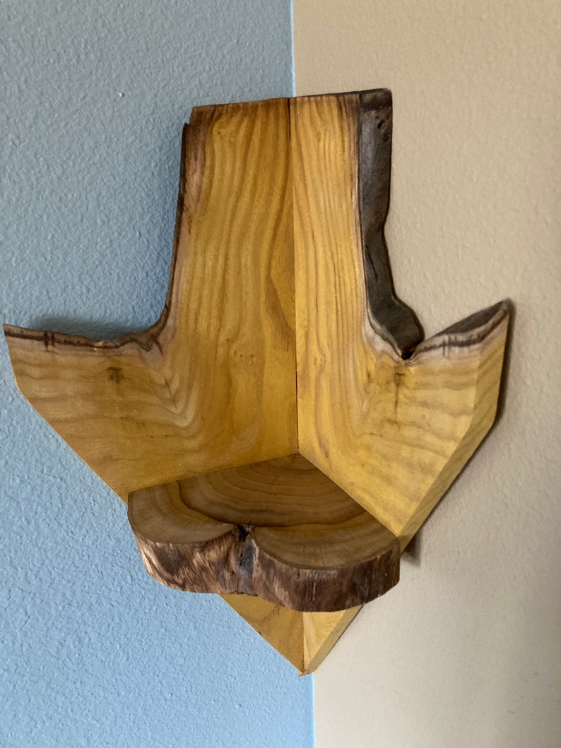 17x10x6 Live Edge Floating Corner Shelf or Salt Lamp Shelf Etsy