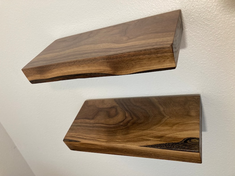 BLACK WALNUT BONANZA, Live Edge Floating Shelf Shelves, 10 to 24 inch Lengths Available, From Reclaimed Wood, Unique, Sustainable, Rustic, image 5