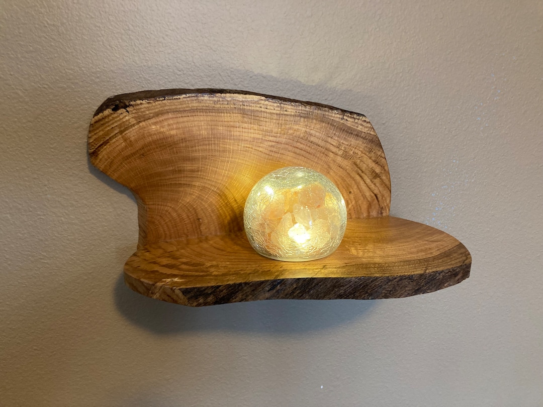 14x7x7 Live Edge Floating Shelf, SCARLET, Oak Floating Shelves Live