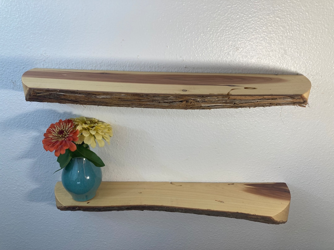 PAIR Live Edge Floating Shelves, Rusty, 18X4X1, Red Cedar Floating