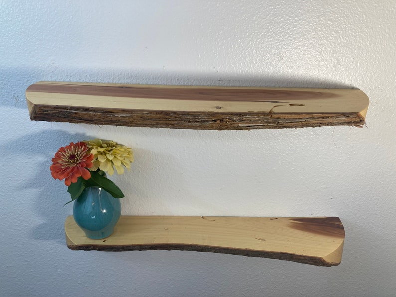 PAIR Live Edge Floating Shelves, Rusty, 18X4X1, Red Cedar Floating