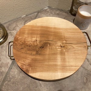 12 in. Wood Pizza Serving Tray, CHEESE, Hickory Cheese Board, Cutting Board, Wood Charcuterie Board, Live Edge Pizza Serving Tray, Unique