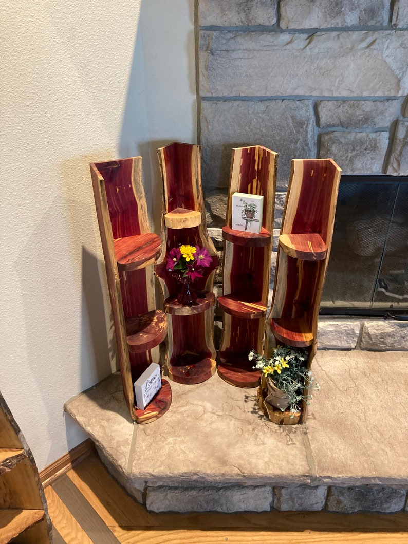 MOLLY Live Edge Red Cedar Floating Corner Shelveshearth Shelves 30x8