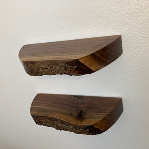 BLACK WALNUT BONANZA, Live Edge Floating Shelf Shelves, 10 to 24 inch Lengths Available, From Reclaimed Wood, Unique, Sustainable, Rustic, 11x5x2 OVAL
