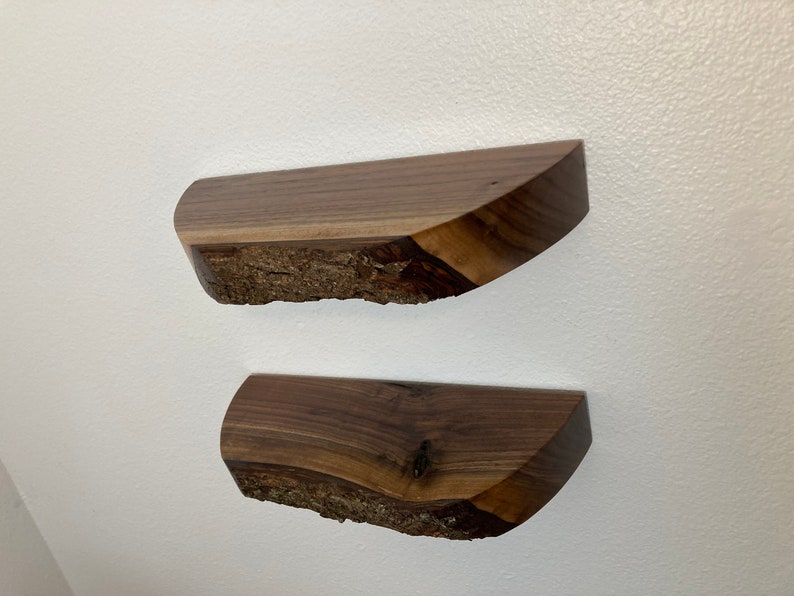 BLACK WALNUT BONANZA, Live Edge Floating Shelf Shelves, 10 to 24 inch Lengths Available, From Reclaimed Wood, Unique, Sustainable, Rustic, 11x5x2 OVAL