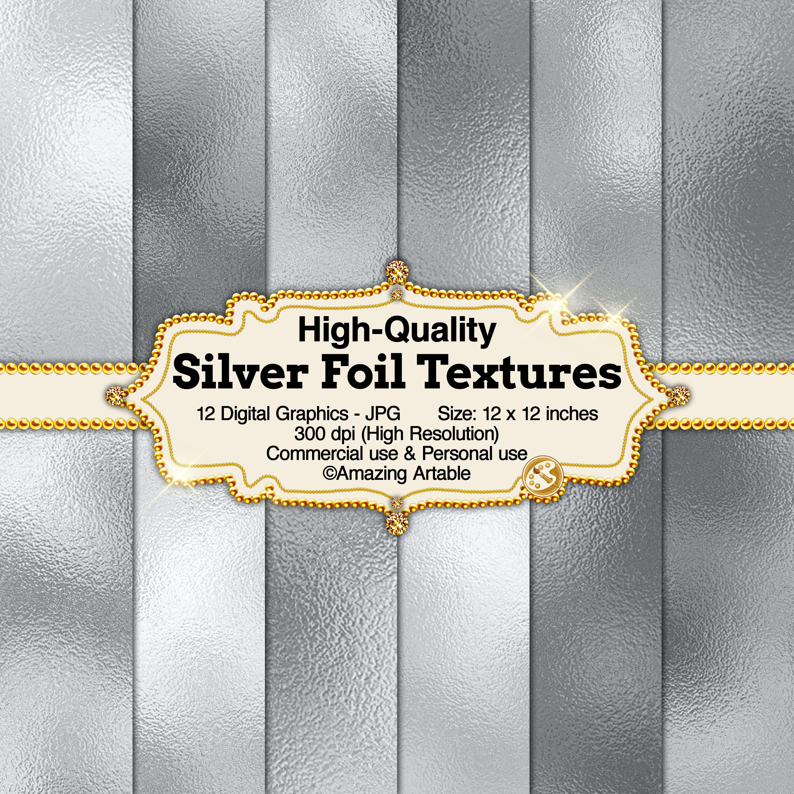 Silver Foil Textures Digital Paper: Metallic Silver Foil Digital Paper ...