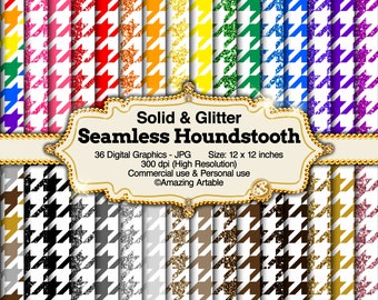 Houndstooth Pattern Seamless Digital Paper: rainbow houndstooth digital paper houndstooth background black and white houndstooth scrapbook