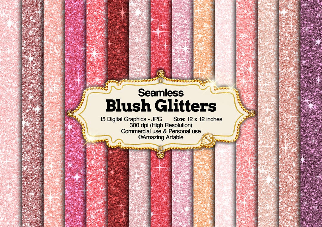 Blush Glitter Digital Paper: Sparkle Pink Glitter Paper Seamless ...