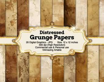 Distressed Grunge Papers: vintage grunge digital papers shabby chic background printable old papers distressed textures antique papers stain