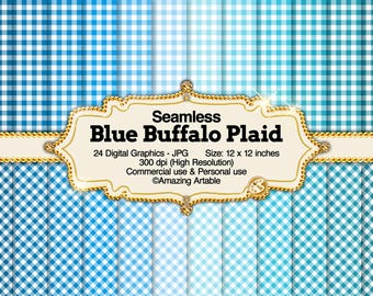 Blue Buffalo Plaid Seamless Digital Paper: pastelblauw geruit digitaal papier hemelsblauw gingangpatroon achtergrond dambord digitaal papier