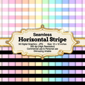 Horizontal Stripe Seamless Digital Paper: pastel rainbow horizontal stripe digital paper line horizontal striped paper stripes background