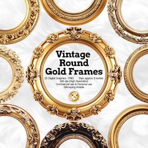 Vintage Runde Goldrahmen Clipart: Luxus Gold Kreis Rahmen Clip Art Antique Goldrahmen Barock Rokoko Holzrahmen Clipart Holzrahmen PNG