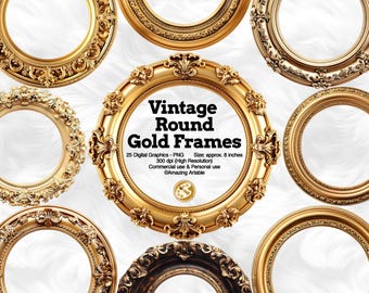 Vintage Runde Goldrahmen Clipart: Luxus Gold Kreis Rahmen Clip Art Antique Goldrahmen Barock Rokoko Holzrahmen Clipart Holzrahmen PNG