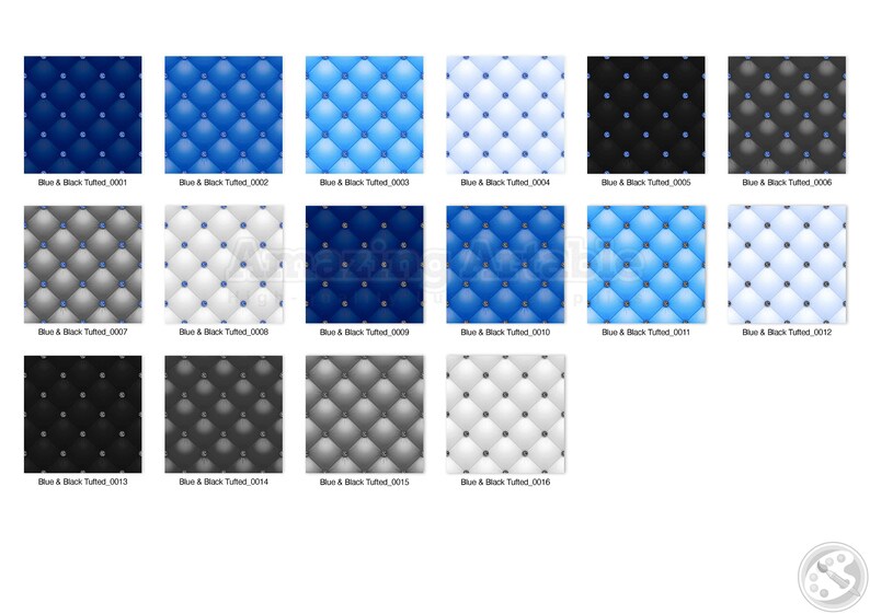 Blue & Black Diamond Tufted Digital Paper: Luxury Seamless Blue ...