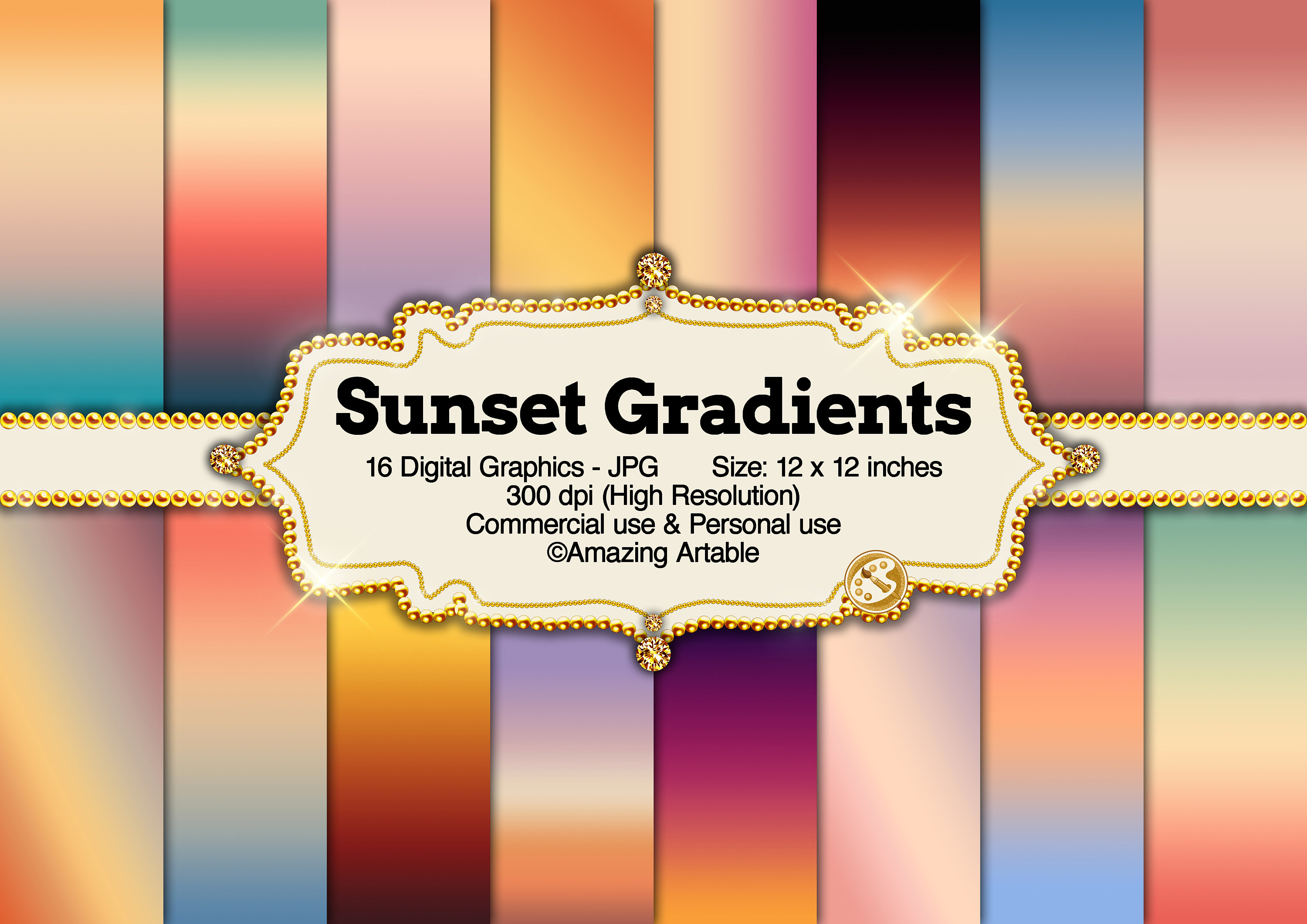 Sunset Gradients Digital Paper: Amazing Sky Gradient Sunset - Etsy