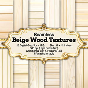 Papel digital sin costuras con texturas de madera beige: papel digital de madera beige claro, fondo con patrón de tablones de madera natural, papel digital con vetas de madera