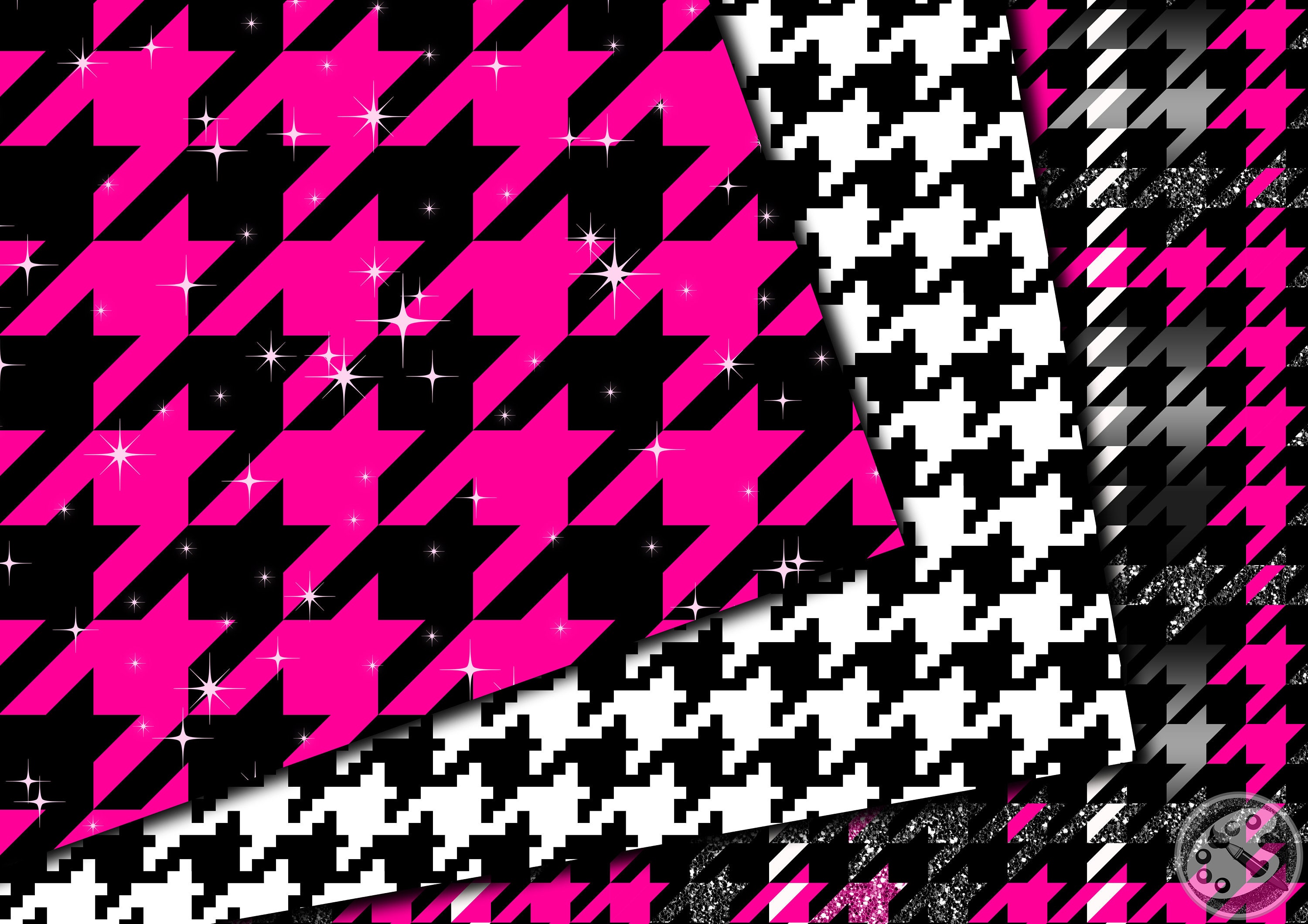 pink × black houndstooth pocket fur op Hot Pink and Black Houndstooth Coating Fabric | Pound Fabrics