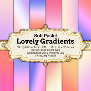Lovely Gradients Digital Paper: carta digitale sfumata pastello lavanda e rosa, sfondo tramonto cielo, carta digitale alba, carta cielo