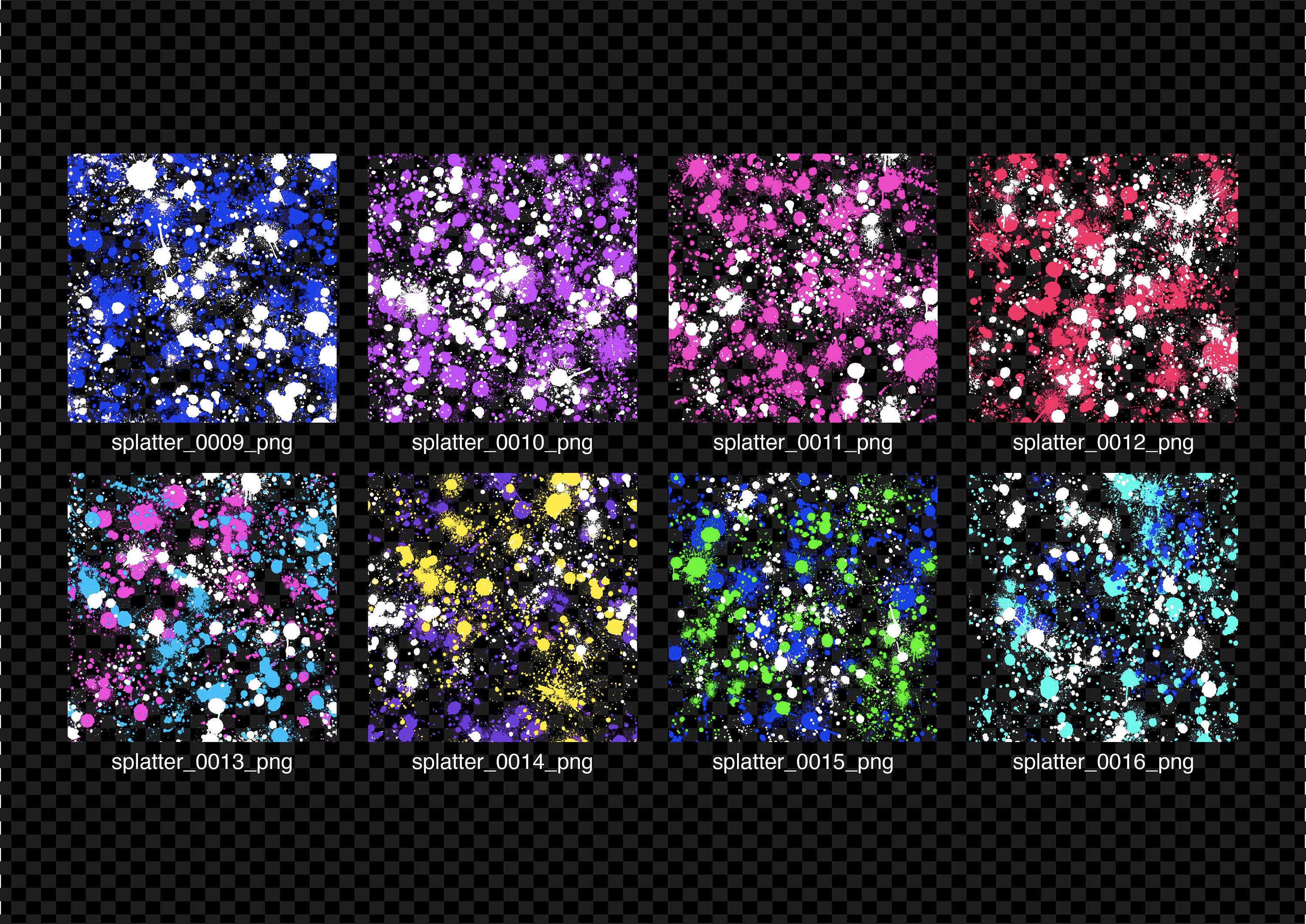 Luxury Neon Paint Splatter Clipart: Fluorescent Paintball Splatters