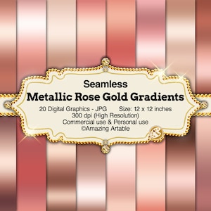 Op de afbeelding: 20 naadloze digitale roze gouden gradiëntachtergronden. Elke achtergrond is 30,5 cm bij 30,5 cm en 300 dpi.  Commerciële en persoonlijke gebruik.