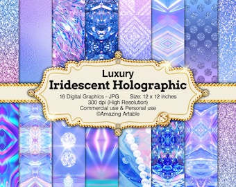 Iridescent Holographic Digital Paper: sparkle iridescent paper mermaid holographic paper abstract pattern purple gradient foil background