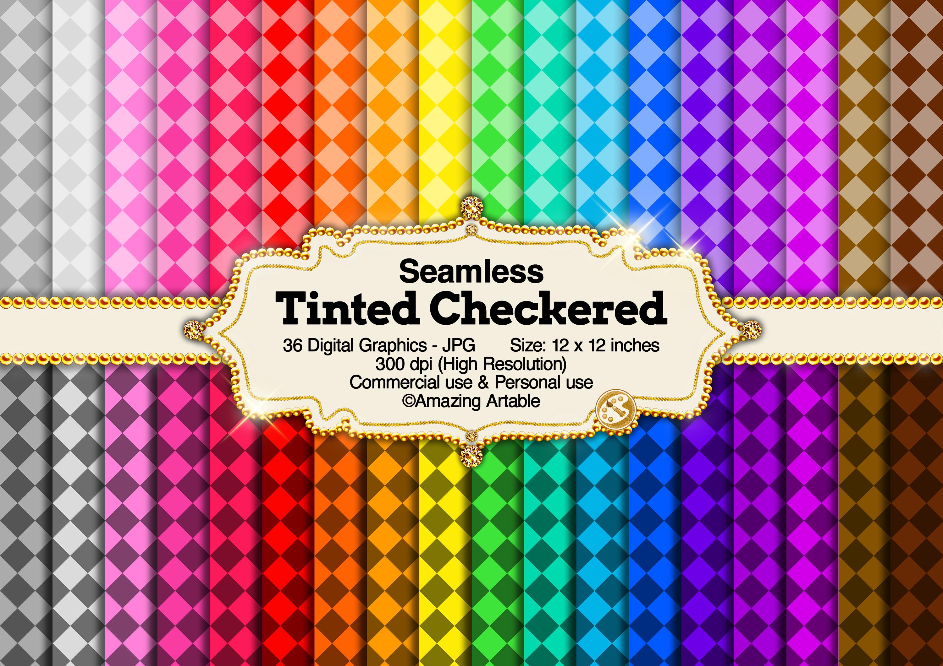 Tinted Checkered Seamless Digital Paper: Bright Rainbow Checkerboard ...