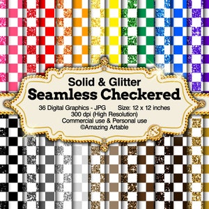 Checkered Pattern Seamless Digital Paper: rainbow checkerboard digital paper checkered background black and white checkered scrapbook paper