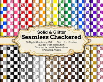 Checkered Pattern Seamless Digital Paper: rainbow checkerboard digital paper checkered background black and white checkered scrapbook paper