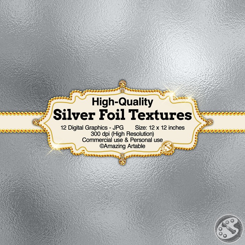 Silver Foil Textures Digital Paper: Metallic Silver Foil Digital Paper ...