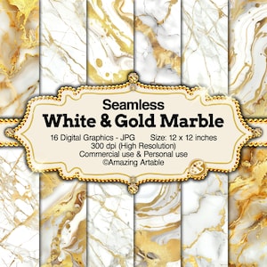 White and Gold Marble Seamless Digital Paper: gold marble stone digital paper white marble paper light marble texture gold marble background