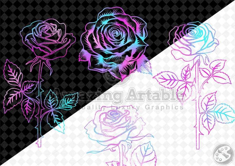 Blue Roses Overlay Iridescent Line Art Roses Clipart: Pink and Blue Roses Clip Art ...