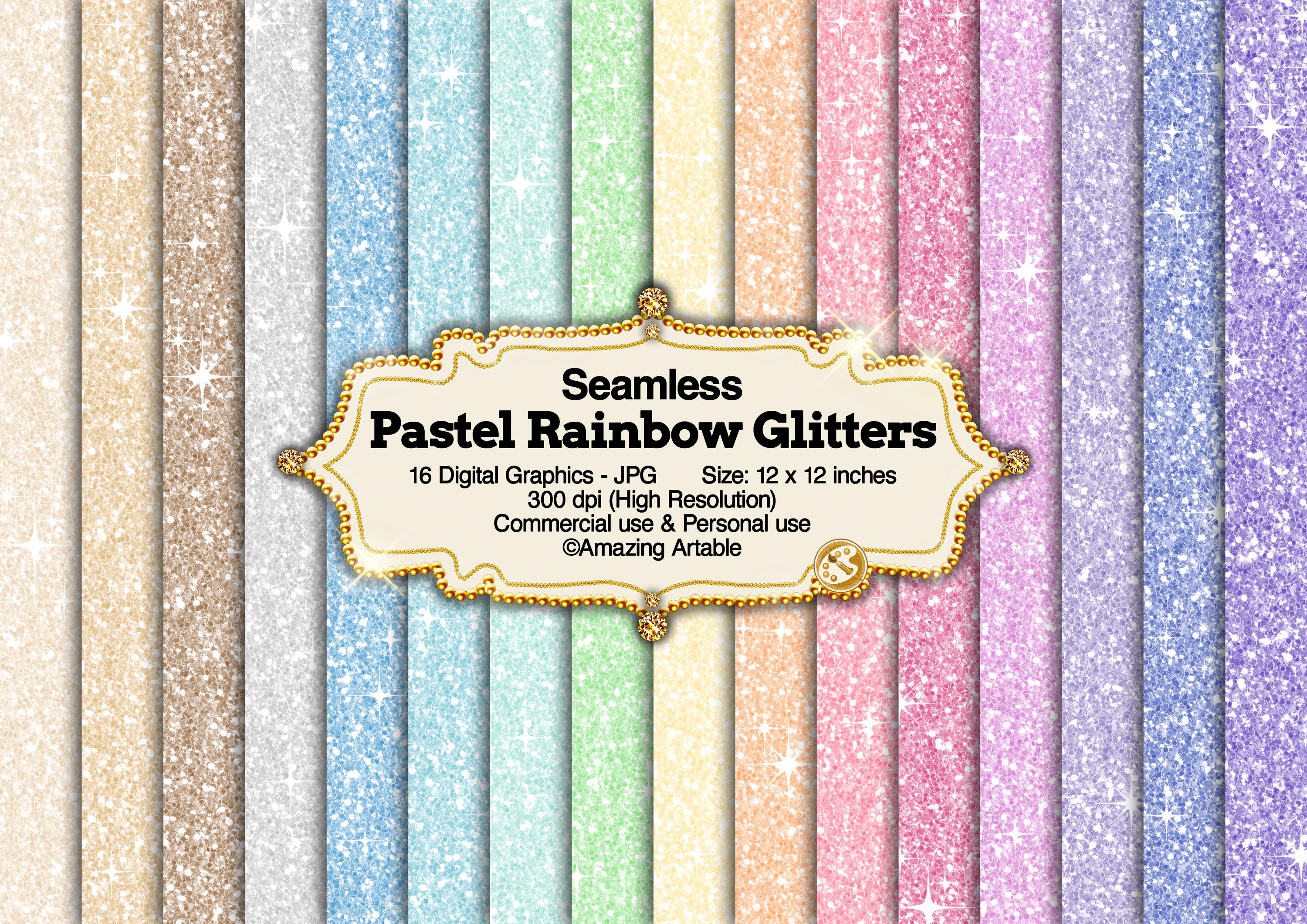 Pastel Rainbow Glitters Seamless Digital Paper: Pastel Rainbow Glitter ...