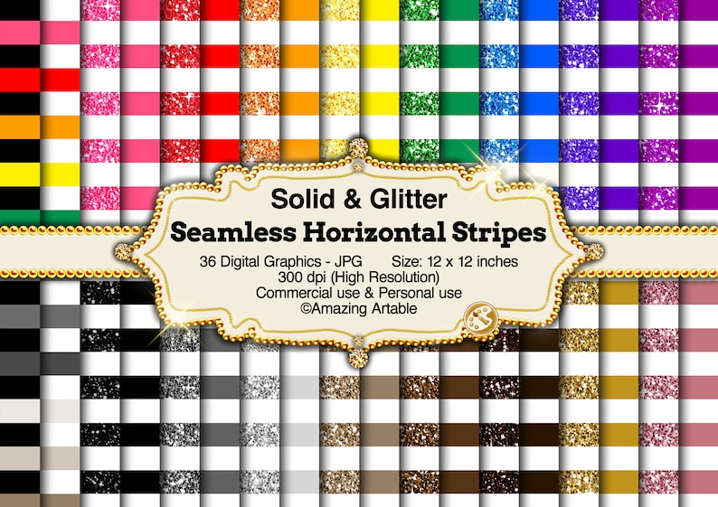 Horizontal Striped Pattern Seamless Digital Paper: Rainbow Stripe ...