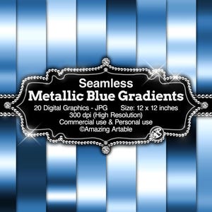 Metallic Blue Gradients Digital Paper: seamless metallic blue digital paper neon blue ombre paper sky blue background blue gradient paper