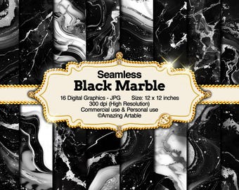 Papel digital sin costuras de mármol negro: papel digital de mármol negro con textura de mármol oscuro, patrón de salpicaduras de mármol, fondo de mármol blanco y negro