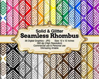 Rainbow Rhombus Seamless Digital Paper: shimmering geometric digital paper black and white geometric square pattern gold glitter backgrounds