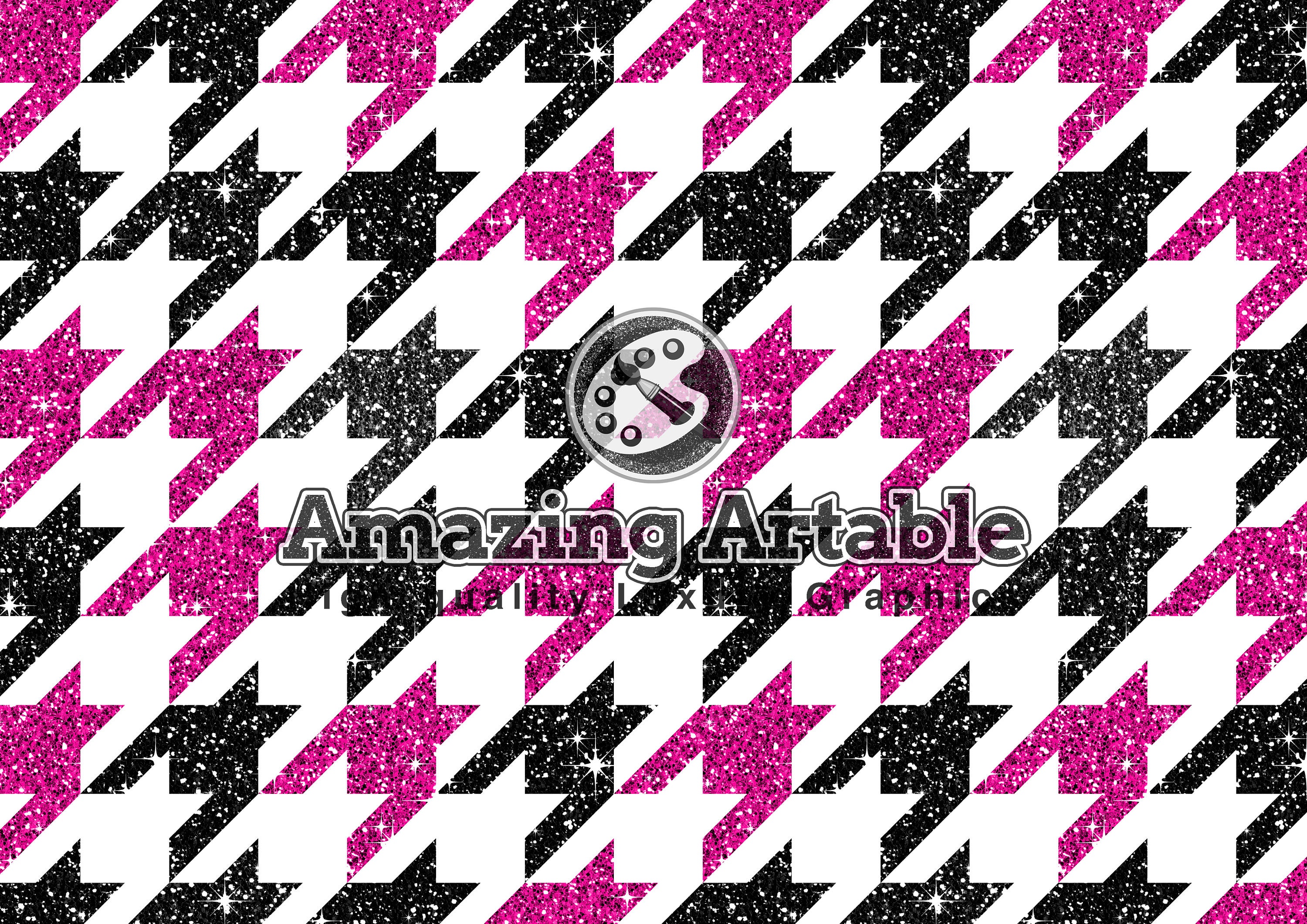 Pink & Black Houndstooth Seamless Digital Paper: Hot Pink