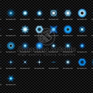 Magic Blue Sparkle Clipart: Sparkling Lens Flare Neon Blue Stars Light