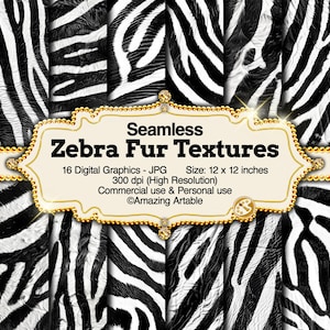 Zebra Fur Texture Seamless Digital Paper: black and white zebra stripes animal fur texture zebra print zebra skin faux fur zebra background