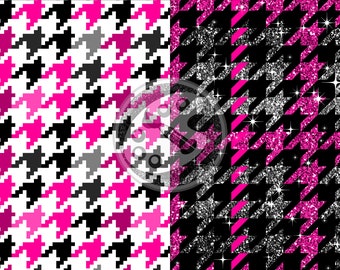 pink × black houndstooth pocket fur op Seamless pink and black houndstooth pattern | Premium Vector
