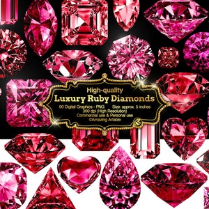 Luxe robijnrode diamanten clipart: robijnrode edelstenen hoogwaardige robijnrode edelstenen roze wijnrode bordeauxrode kristaldiamanten juweel hart scrapbooking, png